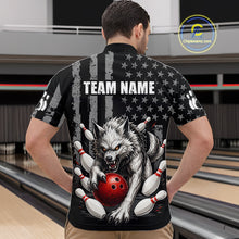 Load image into Gallery viewer, US Flag Wolf Bowling Shirts for Men Custom Wolf Bowling Team Jersey Bowling League HNT285