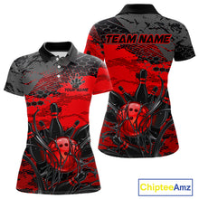 Load image into Gallery viewer, Red, black, and gray sports jersey with bowling design and 'Team Name' text on a white background.