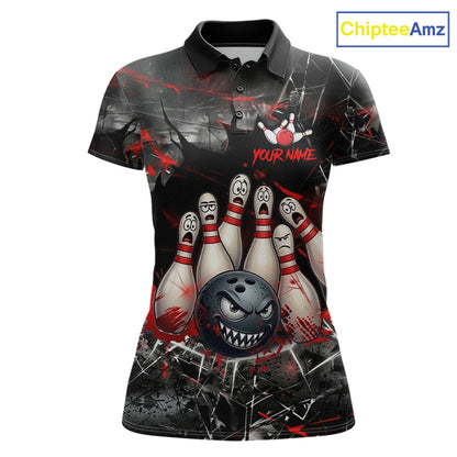 Cracked Angry Bowling Shirts for Women Custom Bowling Team Jersey Bowling League HNT286