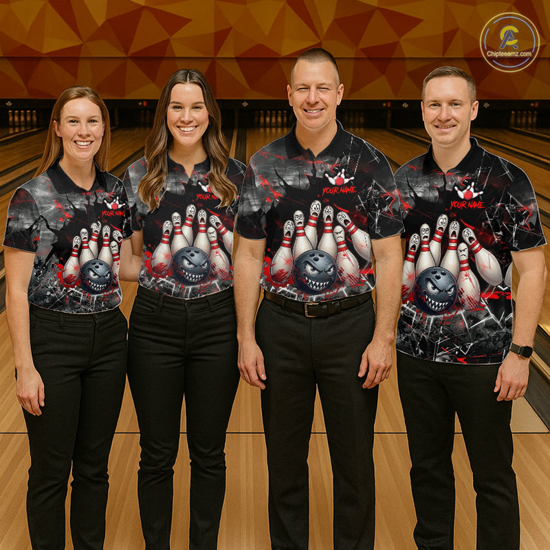 Cracked Angry Bowling Shirts for Women Custom Bowling Team Jersey Bowling League HNT286