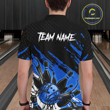Load image into Gallery viewer, Custom Blue Bowling Jerseys For Men, Personalized Bowling Team Shirts Bowling Pin And Ball HNT283