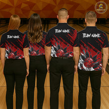 Load image into Gallery viewer, Custom Red Bowling Jerseys For Women, Personalized Bowling Team Shirts Bowling Pin And Ball HNT283