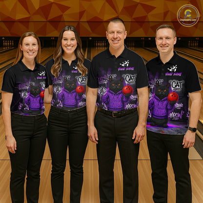 Custom Funny Black Cat Bowling Jersey for Women Bowling League Bowling Team Shirts HN289