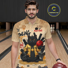 Load image into Gallery viewer, Custom Black Cat Bowling Jersey for Men Funny Cat Bowling League Bowling Team Shirts HN290