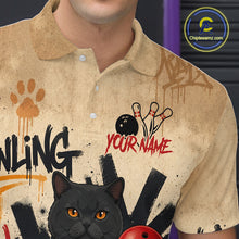 Load image into Gallery viewer, Custom Black Cat Bowling Jersey for Men Funny Cat Bowling League Bowling Team Shirts HN290