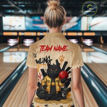Load image into Gallery viewer, Custom Black Cat Bowling Jersey for Women Funny Cat Bowling League Bowling Team Shirts HN290