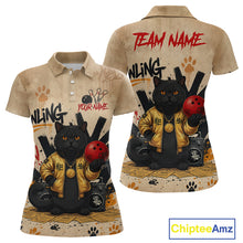 Load image into Gallery viewer, Custom Black Cat Bowling Jersey for Women Funny Cat Bowling League Bowling Team Shirts HN290