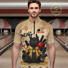 Load image into Gallery viewer, Custom Black Cat Bowling Jersey for Men Funny Cat Bowling League Bowling Team Shirts HN290