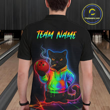 Load image into Gallery viewer, Custom Neon Black Cat Bowling Jersey for Men Funny Bowling League Bowling Team Shirts HN291