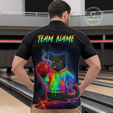 Load image into Gallery viewer, Custom Neon Black Cat Bowling Jersey for Men Funny Bowling League Bowling Team Shirts HN291