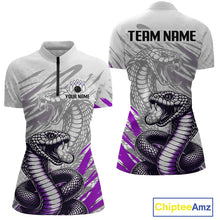 Load image into Gallery viewer, Gray and purple sports jersey with snake design on a white background, featuring customizable text.