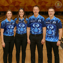 Load image into Gallery viewer, Custom Blue Dragon Flame Bowling Jersey for Women Bowling Team Shirts Bowling Polo &amp; 1/4 Zip HNT189