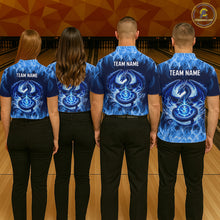 Load image into Gallery viewer, Custom Blue Dragon Flame Bowling Jersey for Women Bowling Team Shirts Bowling Polo &amp; 1/4 Zip HNT189