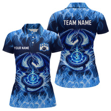 Load image into Gallery viewer, Custom Blue Dragon Flame Bowling Jersey for Women Bowling Team Shirts Bowling Polo &amp; 1/4 Zip HNT189