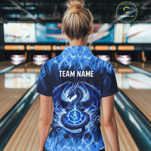 Load image into Gallery viewer, Custom Blue Dragon Flame Bowling Jersey for Women Bowling Team Shirts Bowling Polo &amp; 1/4 Zip HNT189