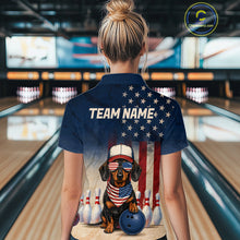 Load image into Gallery viewer, Person wearing a shirt with a dog graphic and 'Team Name' text in a bowling alley.