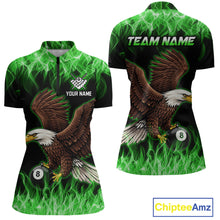 Load image into Gallery viewer, Custom Green Flame Eagle 8 Ball Billiard Shirts for Women Billiard League Billiard Team Shirts NNT107