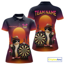 Load image into Gallery viewer, Funny Cat Retro Dart Shirts For Women Custom Dart Board Shirts Polo &amp; 1/4 Zip Dart Jersey Team NNT124