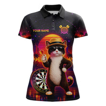 Load image into Gallery viewer, Custom Funny Cat Dart Shirts For Women Retro Dart Board Shirts Polo &amp; 1/4 Zip Dart Jersey Team NNT123