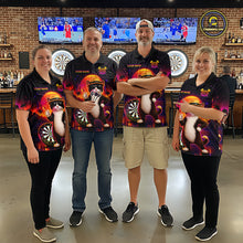 Load image into Gallery viewer, Custom Funny Cat Dart Shirts For Women Retro Dart Board Shirts Polo &amp; 1/4 Zip Dart Jersey Team NNT123