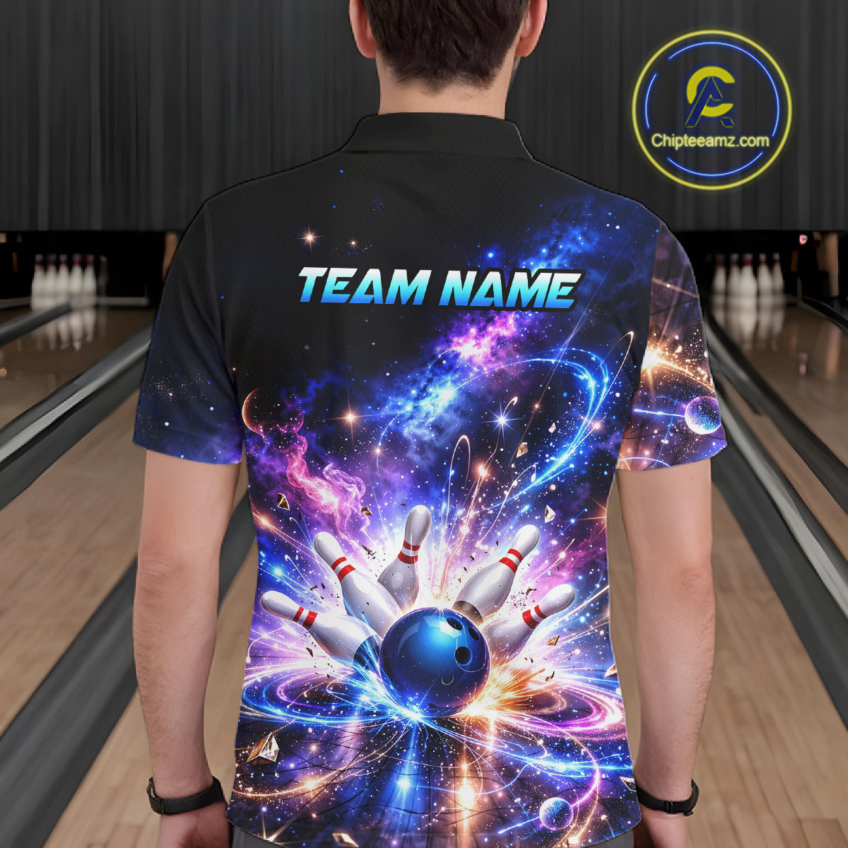 Custom Galaxy Bowling Jersey for Men Bowling Uniform Polo & 1/4 Zip Bowling Team Shirts HNT227