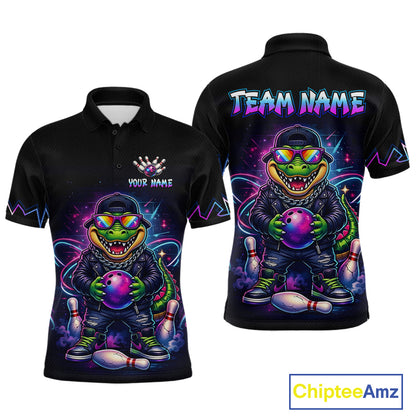 Custom Funny Neon Alligator Bowling Jersey for Men Bowling League Bowling Team Shirts HN294