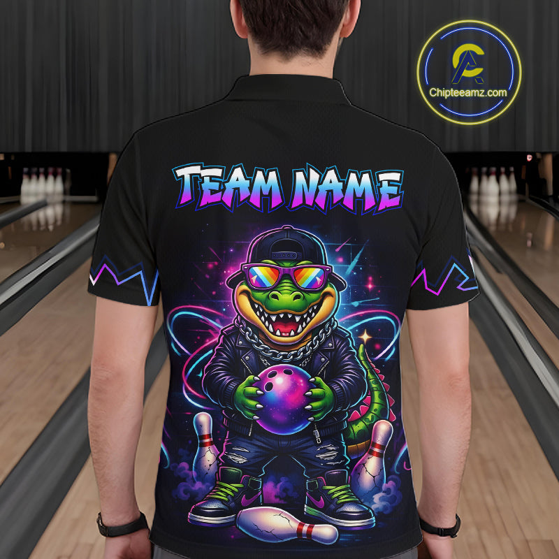 Custom Funny Neon Alligator Bowling Jersey for Men Bowling League Bowling Team Shirts HN294