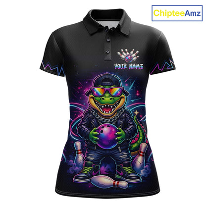 Custom Funny Neon Alligator Bowling Jersey for Women Bowling League Bowling Team Shirts HN294