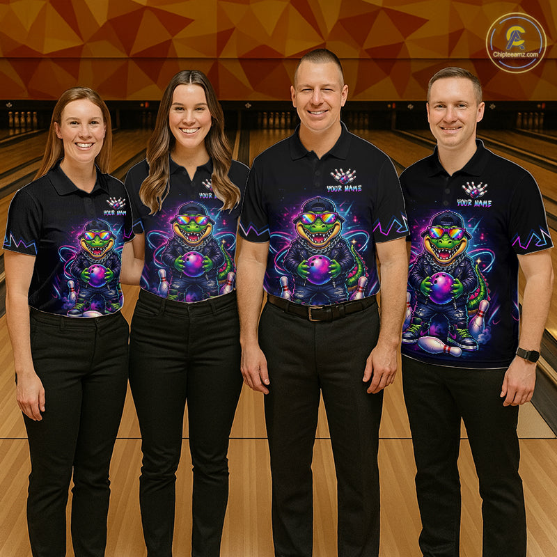 Custom Funny Neon Alligator Bowling Jersey for Women Bowling League Bowling Team Shirts HN294