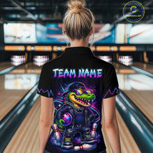 Load image into Gallery viewer, Funny Neon Alligator Custom Bowling Jersey for Women Bowling League Bowling Team Shirts HN295