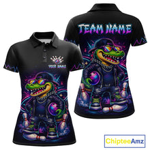 Load image into Gallery viewer, Funny Neon Alligator Custom Bowling Jersey for Women Bowling League Bowling Team Shirts HN295