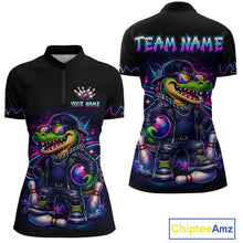 Load image into Gallery viewer, Funny Neon Alligator Custom Bowling Jersey for Women Bowling League Bowling Team Shirts HN295