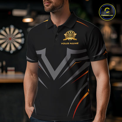 Black and Gold Dartboard Custom Dart Shirts For Men Polo & 1/4 Zip Dart Jersey Team NNT122