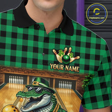 Load image into Gallery viewer, Custom Green Alligator Bowling Jersey for Men Bowling Uniform Polo &amp; 1/4 Zip Bowling Team Shirts HNT230