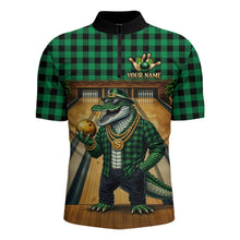 Load image into Gallery viewer, Custom Green Alligator Bowling Jersey for Men Bowling Uniform Polo &amp; 1/4 Zip Bowling Team Shirts HNT230