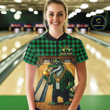 Load image into Gallery viewer, Custom Green Alligator Bowling Jersey for Women Bowling Uniform Polo &amp; 1/4 Zip Bowling Team Shirts HNT230