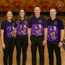 Load image into Gallery viewer, Custom Purple Funny Beer Skull Bowling Shirt for Men Bowling Team Jersey Bowling League HNT297