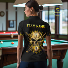 Load image into Gallery viewer, Custom Yellow Flame Skull 9 Ball Cracked Billiard Shirt for Women Billiard Team Jersey NNT195
