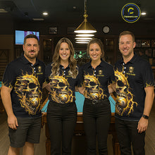 Load image into Gallery viewer, Custom Yellow Flame Skull 9 Ball Cracked Billiard Shirt for Women Billiard Team Jersey NNT195