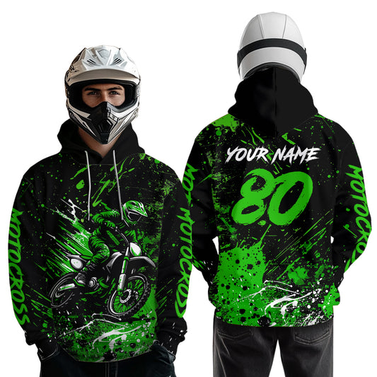 Custom Green Motocross Hoodie Jersey for Kid Men Women Dirt Bike Racing Motorcycle Hoodie HOT34