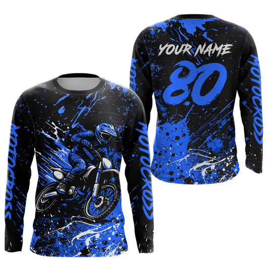 Blue Youth Motocross Jersey Custom Motocycle Shirts Men Women Kid Motocross Shirt UPF30+ DNT39