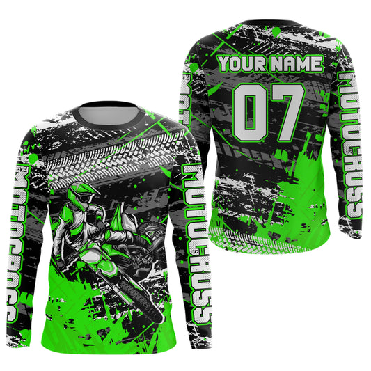 Green Motocross Jersey Racing for Kid Men Women Custom Dirt Bike Shirts UPF30+ DNT45