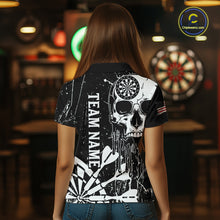 Load image into Gallery viewer, Custom White Skull Darts Board Dart Shirts for Women Darts Team Jerseys Polo &amp; 1/4 Zip NNT133