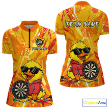 Load image into Gallery viewer, Custom Funny Duck Dart Shirt Dart Team Jersey for Women Dartboard Polo &amp; 1/4Zip Shirts NNT166