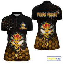 Load image into Gallery viewer, Custom Funny Queen Bee Dart Shirt Dart Team Jersey for Women Dartboard Polo &amp; 1/4 Zip Shirts NNT165