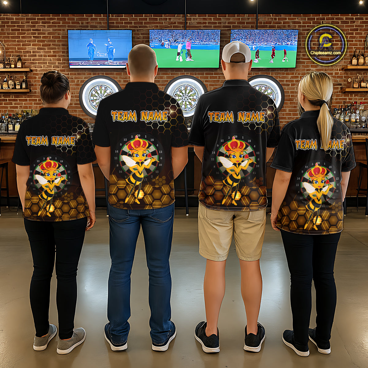 Custom Funny Queen Bee Dart Shirt Dart Team Jersey for Women Dartboard Polo & 1/4 Zip Shirts NNT165
