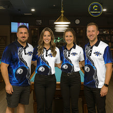 Load image into Gallery viewer, Custom Blue Flame 8 Ball Billiard Shirts for Men Billiard Team Shirts Billiard League Polo &amp; 1/4 Zipper NNT88