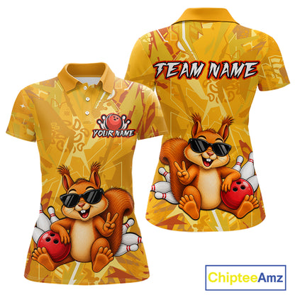 Funny Squirrel Custom Bowling Jersey for Women Bowling Team Shirts Bowling League HNT303