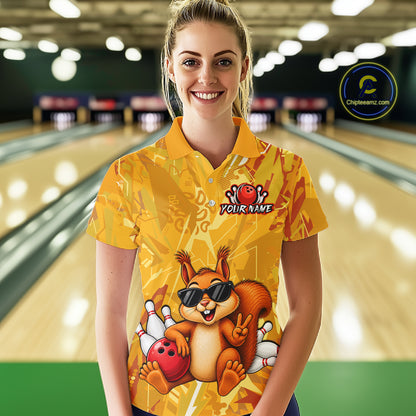 Funny Squirrel Custom Bowling Jersey for Women Bowling Team Shirts Bowling League HNT303