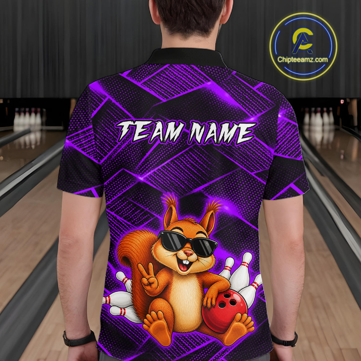 Purple Squirrel Funny Custom Bowling Jersey for Men Bowling Team Shirts Bowling League HNT304